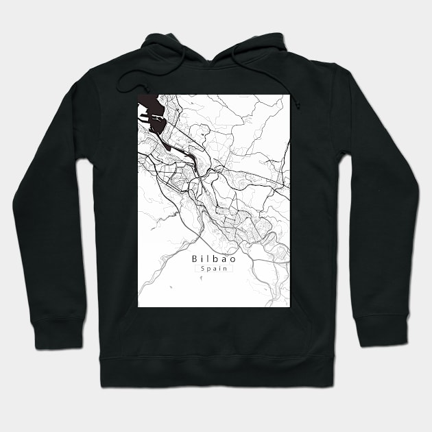 Bilbao Spain City Map white Hoodie by Robin-Niemczyk